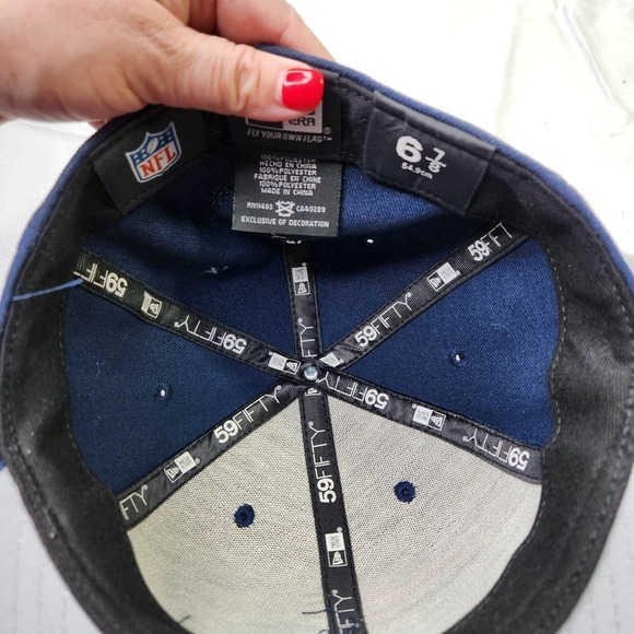 New Era Size 6 7/8 Mens NFL 59Fifty Fitted New England Patriots Hat Cap Black - Picture 8 of 9